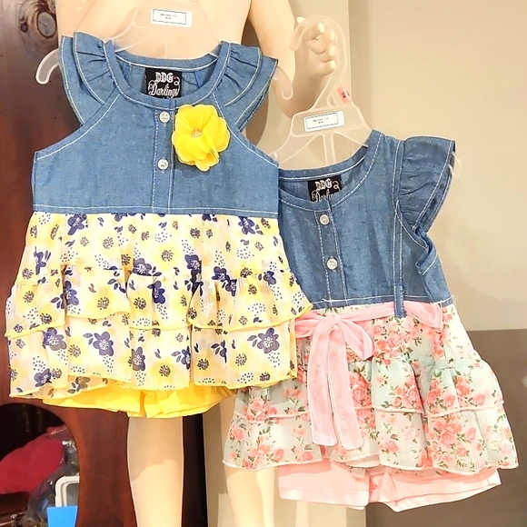 DDG DARLINGS Other - NEW GIRLS DDG DARLINGS 2 PC DRESS & SHORT SET S 12M A PINK OR YELLOW SIZE 12M